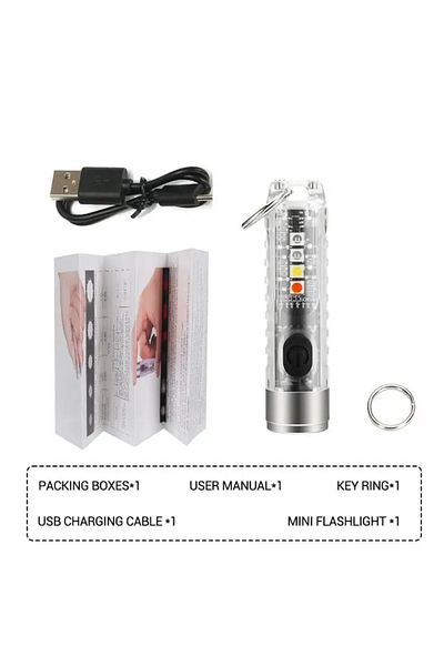 XIWANGFIRE 500mah battery 058E 1pc Mini Keychain Flashlight Type-C Fast Charging IP66 Waterproof Torch Lamp Wit