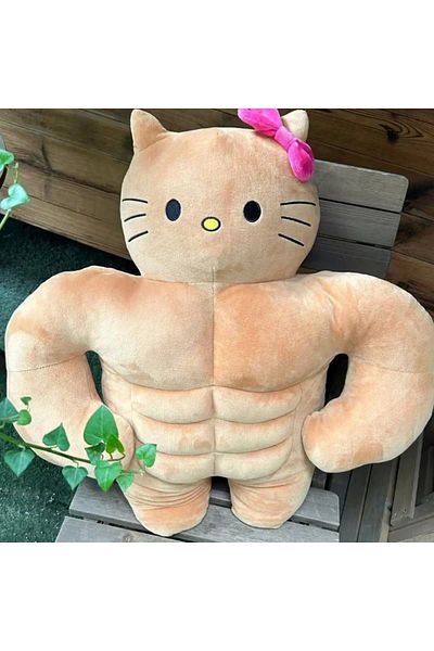Choice 59CM hello kitty Sanrio Kawaii Hello Kitty Muscle Plush Funny Chest Muscle Abdominal Boyfriend Pillo