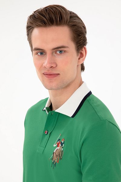 U.S. Polo Assn. Ανδρικό μπλουζάκι Slim Fit Polo Neck Green Basic 50298073-vr054