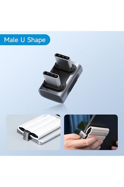 Choice محول USB C إلى C من Hagibis على شكل حرف U بقوة 240 واط بسرعة 40 جيجابت في الثانية ودقة 8K و60 هرتز و90 درجة ومحول USB4 للثدي
