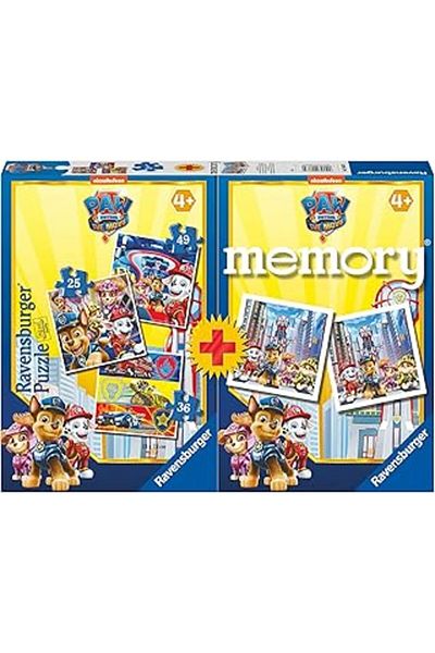 RAVENSBURGER 25/36/49 Piece Puzzle and Memory Paw Patrol Box Game