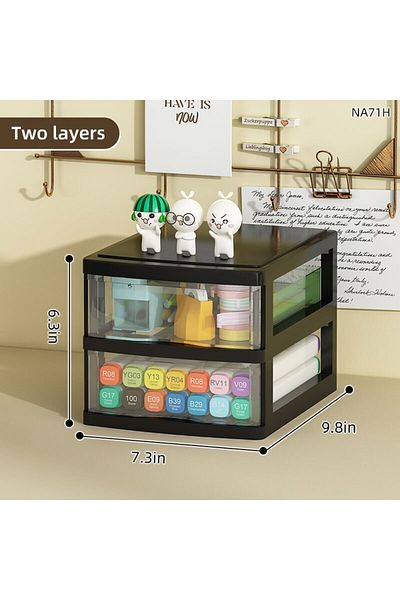 Choice Black - Two Layers 1pc Storage Box,space-saving Clear Drawer Organizer (2/3/4-TIER) Sort Office,home