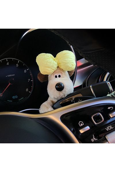 Choice Yellow Plush Puppy Clutch Decoration Car Wiper Turn Signal Switch Ornaments kawaii Bowknot Dog Car W