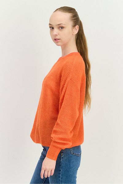 Esprit Women Crew Neck Knitted Sweater, Orange