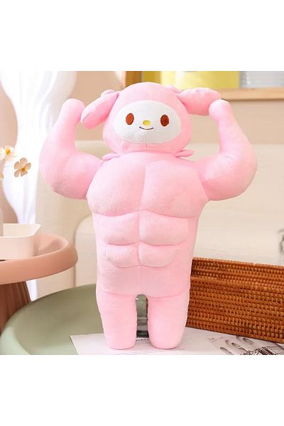 Choice 40CM  My Melody Sanrio Kawaii Hello Kitty Muscle Plush Funny Chest Muscle Abdominal Boyfriend Pillow