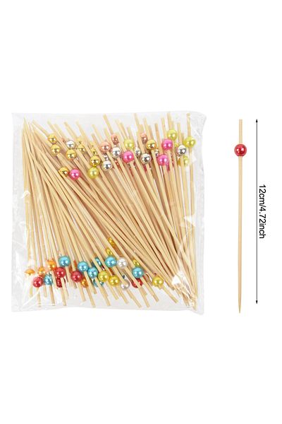 Choice C04 100pcs Disposable Bamboo Skewer Hawaiian Flamingo Pearl Cocktail Picks Buffet Food Fruit Forks F