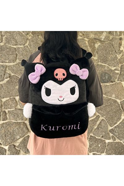 Choice 37x10x31cm Kuromi A New Sanrio Cartoon Lovely Plush Backpack Cinnamoroll Kuromi Girl Heart Large Cap