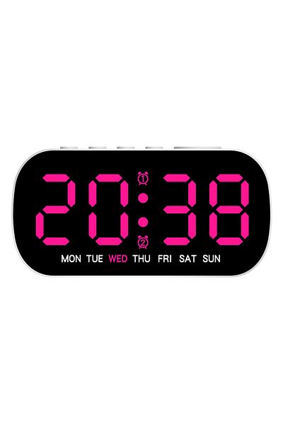 Choice Rose Red Digital Alarm Clock USB Powered Temperature Date Week Dual Alarm Night Mode Snooze Clock 5