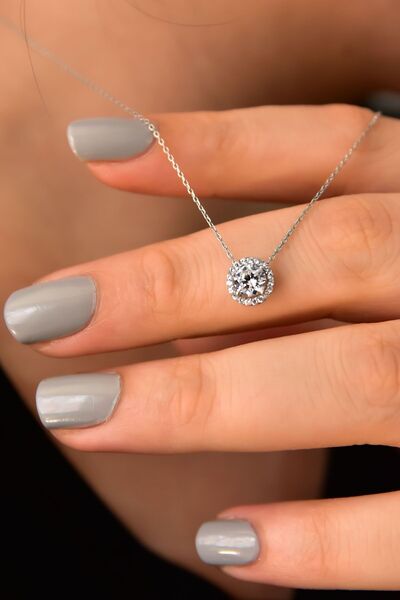 Papatya Silver 925 Ayar Gümüş Rodyum Kaplama Tektaş Kolye