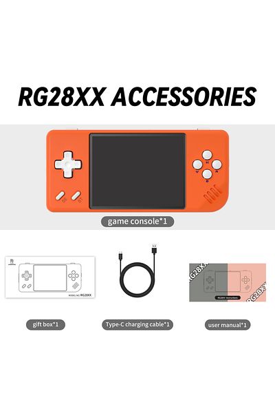 Choice 64G Orange ANBERNIC RG28XX Handheld Game Console 2.83-inch 640*480 IPS Screen Linux System 3100mAh S