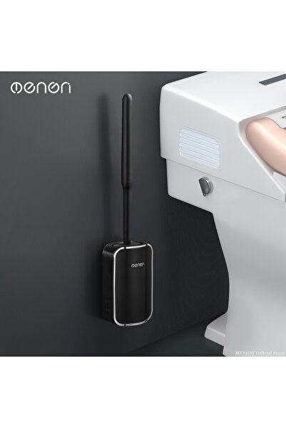 Choice فرشاة مرحاض فاخرة من MENGNI باللون الأسود والفضي مثبتة على الحائط للحم...