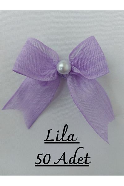 SEVİMLİ TASARİMLAR Napoli Cut Linen Bow - Ready-Made Long Ribbon (50 Pieces)