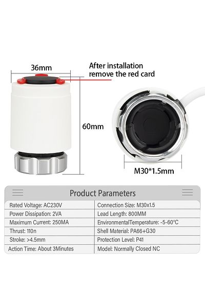 Choice 1pcs 1/5/10 Pcs Ac 230v Normally Closed Nc M30*1.5mm Electric Thermal Actuator For Underfloor Heatin