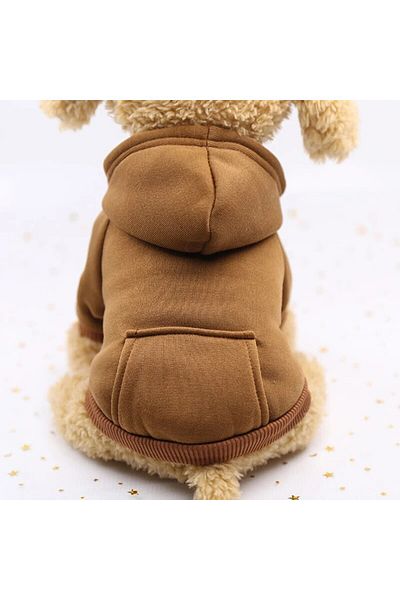 Choice Brown L Fashion Dog Clothing Autumn And Winter Small Pet Clothes Thickening Warm Solid Color Two-fee