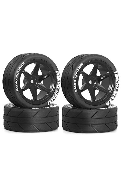 Choice 4 قطع من إطارات العجلات السوداء الحمراء مقاس 65 مم وإطارات سداسية مقاس...