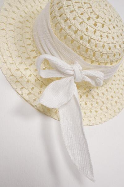 zepkids White Colored Girl's Dress with Button Detail and Ruffle Hat