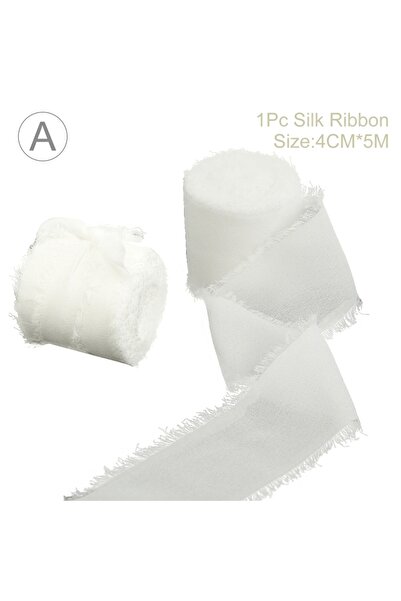 Choice شريط حرير شيفون ساتان متهالك مصنوع يدويًا مقاس 4 سم × 5 متر لتغليف دعوات الزفاف