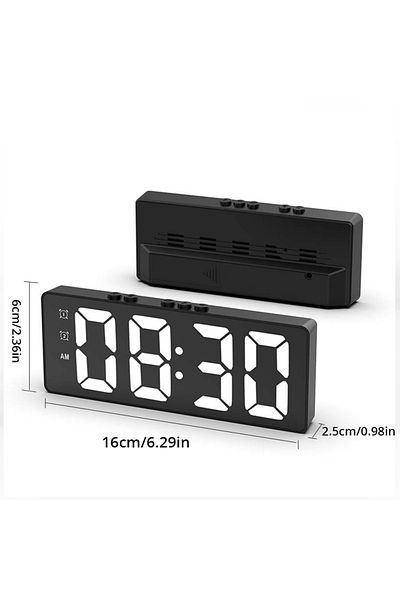 Choice Square Black Led Mirror Table Clock Digital Alarm Snooze Display Time Desktop Electronic Table Clock