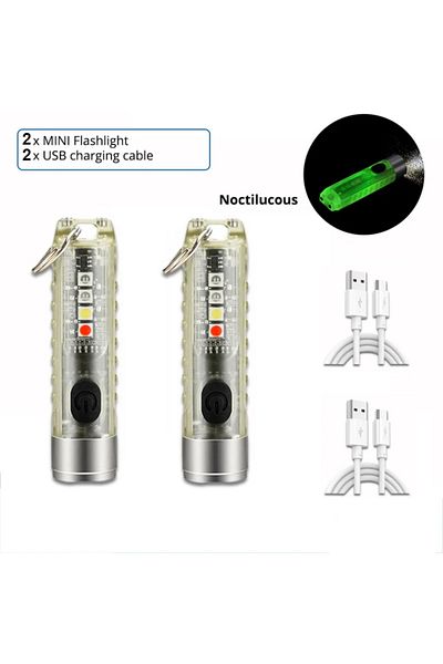 XIWANGFIRE 500mah battery fluorescence2pc Mini Keychain Flashlight Type-C Fast Charging IP66 Waterproof Torch L