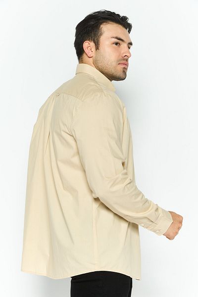 Esprit Men Regular Fit Embroidered Long Sleeves Casual Shirt, Beige
