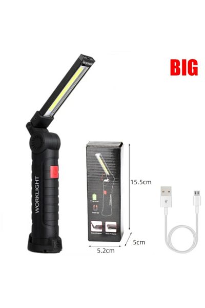 JONCELY Big size Portable COB LED Flashlight USB Rechargeable Built in Battery LED Light With Magnet