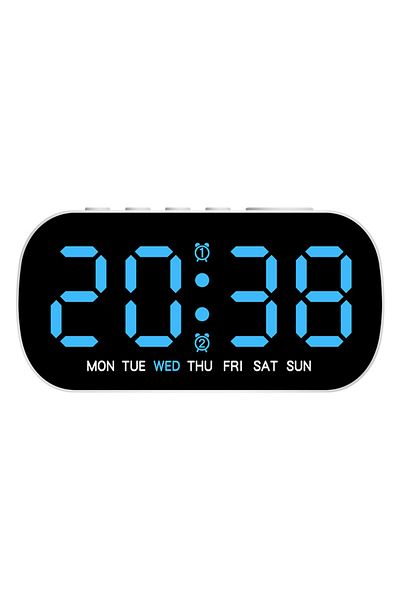 Choice Blue Digital Alarm Clock USB Powered Temperature Date Week Dual Alarm Night Mode Snooze Clock 5 Leve