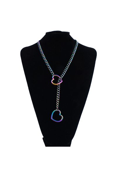Choice 32in multicolor Heart Slip Chain Necklace For Women Fashion Punk Rock Goth Choker Jewelry Accessorie
