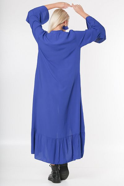 Chiccy Purple High Collar Frilled Cufflinks Embroidered Oversize Woven Dress with Frilled Sleeves and Hem