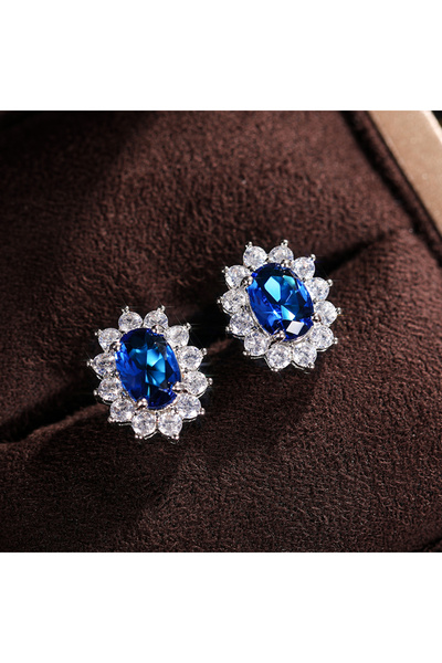 Choice أقراط هويتان E692 مرصعة بالكامل بالزركون للنساء باللون الأزرق/الأرجوان...