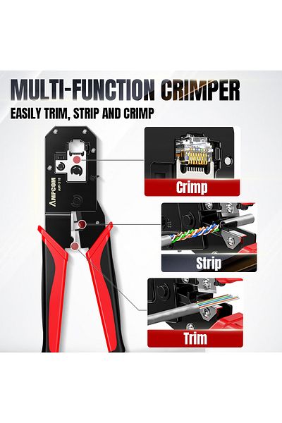 Choice Ampcom Rj45 Crimping Tool Ethernet Network Lan Cable Crimper Cutter Stripper Plier 8p Rj45 6p Rj1...