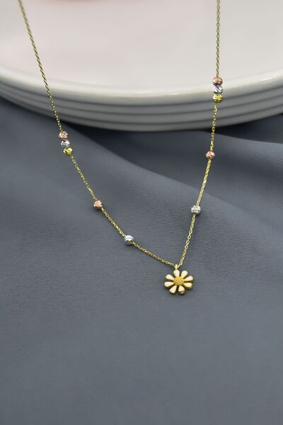 Papatya Silver 925 Ayar Gümüş 3 Renk Dorika Toplu Papatya Kolye