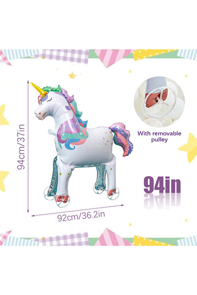 Choice عجلة أخرى وحيد القرن قوس قزح مع أجنحة وعجلات بالون قائم، موضوع وحيد ال...