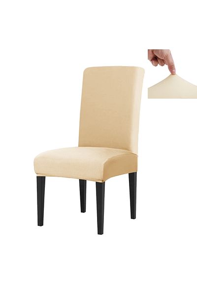 Choice 8PC Cream Set of 4 Elastic Chair Cover Dining Room Slipcovers Stretch Solid Removable Seat Protector