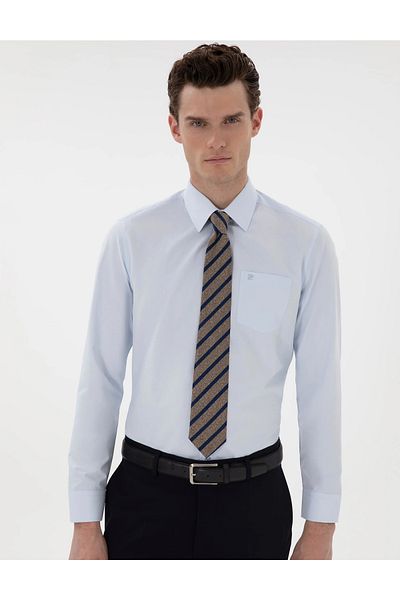 Pierre Cardin PİERRE CARDİN REGULAR FIT ΑΝΟΙΧΤΟ ΜΠΛΕ ΚΛΑΣΙΚΟ ΠΟΥΚΑΜΙΣΟ ΤΣΕΠΗΣ