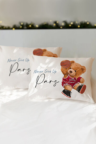 Homamia İsme Özel Baskılı %100 Pamuk Çocuk Yastık Kılıfı (50x70) Basketçi Ayı