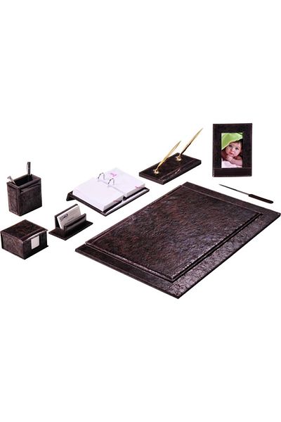 Gıpta 7128 Desktop 9 Piece Desk Set Dark Brown
