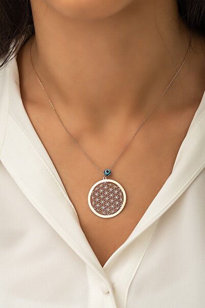 Papatya Silver Yaşam Çiçeği Nazar Gözlü Rose Altın Kaplama 925 Ayar Gümüş Kol...