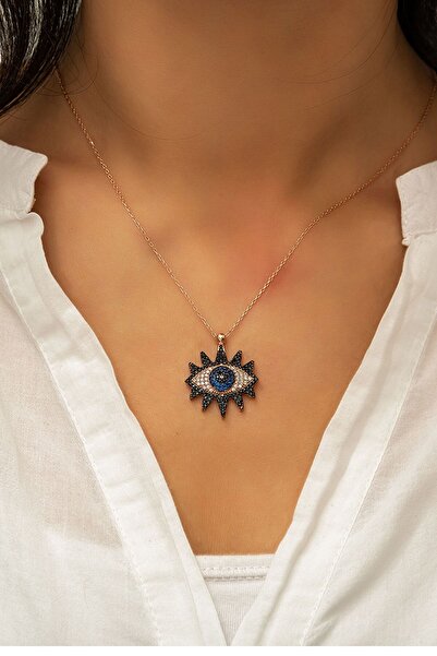 Papatya Silver 925 Ayar Gümüş Taşlı Göz Kolye