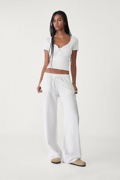 Stradivarius Linen blend drawstring trousers