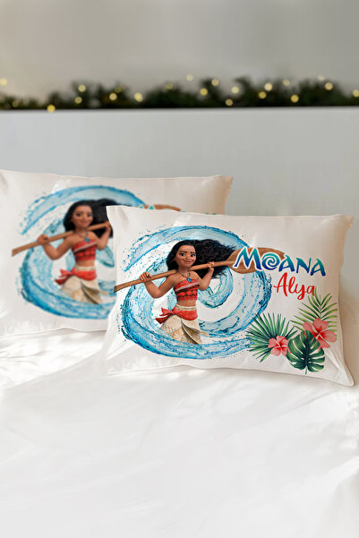 Homamia İsme Özel Baskılı %100 Pamuk Çocuk Yastık Kılıfı (50x70) Moana