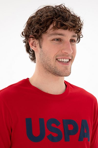 U.S. Polo Assn. Men's Regular Fit Crew Neck Red Basic T-Shirt 50297988 -Vr030