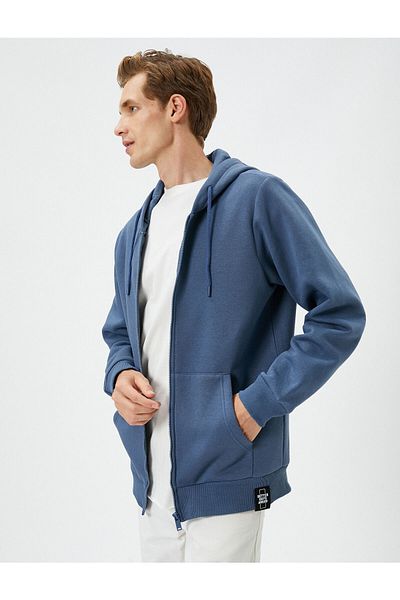 Koton Basic Zipper Sweat Hooded with Pocket Detail