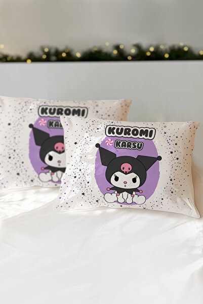 Homamia İsme Özel Baskılı %100 Pamuk Çocuk Yastık Kılıfı (50x70) Kuromi