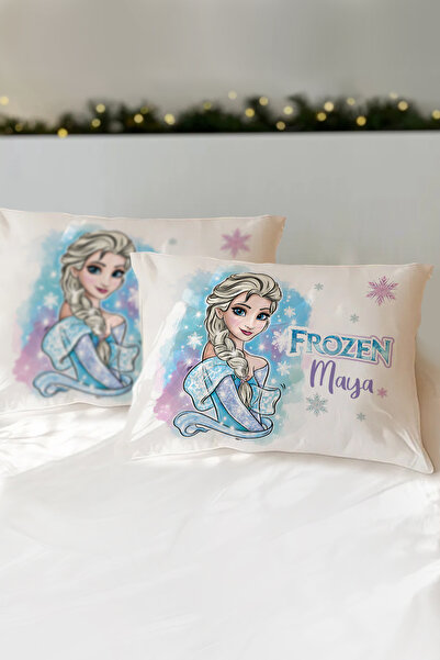 Homamia İsme Özel Baskılı %100 Pamuk Çocuk Yastık Kılıfı (50x70) Elsa