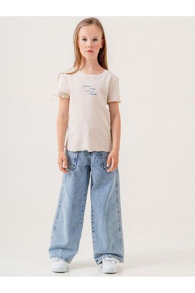 Zekids Set din două piese pentru fete, din tul, cu flori brodate, din denim