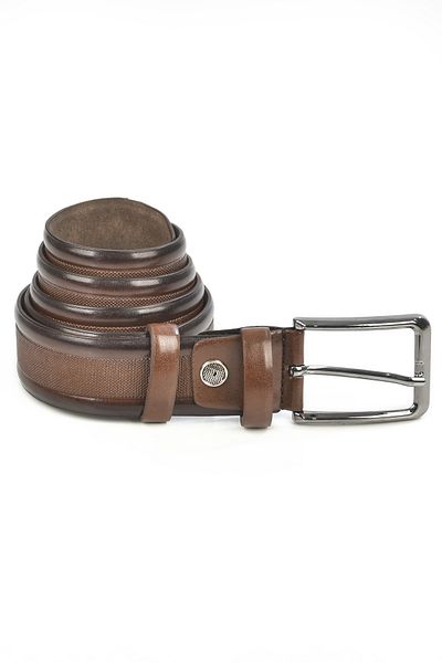 Rizz up Мъжки кафяв класически колан от изкуствена кожа на средни точки, 3,5 см, 2402607