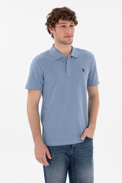 U.S. Polo Assn. Ανδρικό μπλουζάκι με λεπτή εφαρμογή Polo Neck Blue Basic 50297984 -vr036