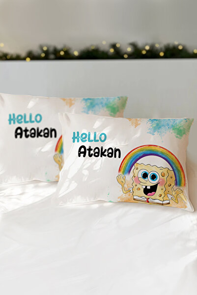Homamia İsme Özel Baskılı %100 Pamuk Çocuk Yastık Kılıfı (50x70) Sünger Bob