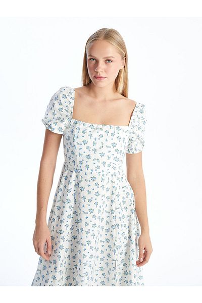 LC Waikiki Rochie de damă cu guler pătrat cu flori de sezon nou - S5GS91Z8