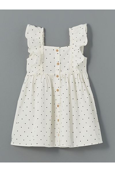 LC Waikiki Lcw Square Collar Linen Blend Girl's Dress